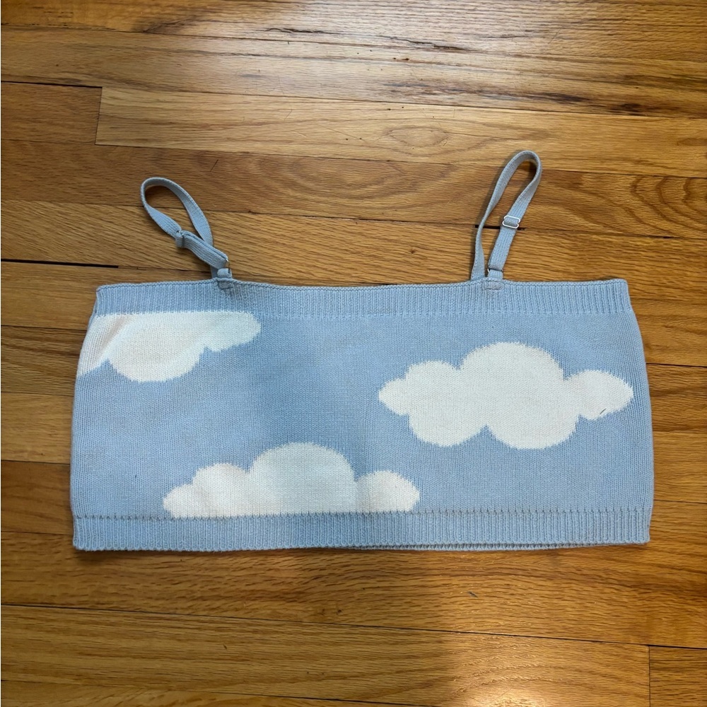 Callahan Blue Cloud Patterned Crop Top - image 2